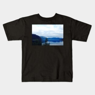 Scandinavian Blue Mountains Lake Landscape Kids T-Shirt